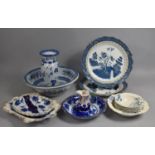 A Collection of Various Blue and White to comprise Large Flow Blue Transfer Printed Wash Bowl (AF)