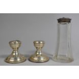 A Pair of Silver Dwarf Candlesticks by Henry Clifford Davis, Weighted Bases, Birmingham Hallmark,