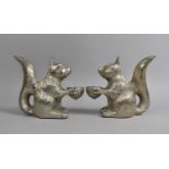 A Pair of Marks and Spencers Tealight Holders in the Form of Seated Squirrels with Acorns, 16cms