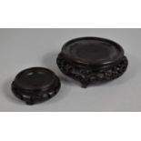 Two Carved and Pierced Chinese Vase Stands for 8.5cm and 4cm Diameter Vases