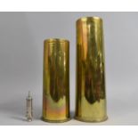 Two WWI Brass Shell Cases Dated 1917, together with a WWII ARP Whistle