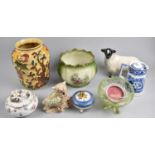 A Collection of Various Ceramics to Comprise Cooper Craft Sheep, Arthur Wood Vase, Encrusted Box etc