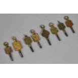 A Collection of Eight 19th/20th Century Trade Pocket Watch Keys to Feature Some of Local Interest,