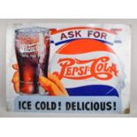 A Reproduction Advertising Sign for Pepsi-Cola, Printed on Tin, 70x50cm