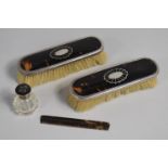 Two Silver and Tortoiseshell Mounted Dressing Table Brushes with Pique Silver Decoration, Birmingham