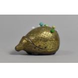 A Late 19th/Early 20th Century Novelty Brass Pin Cushion in The Form of a Hedgehog, 6cms Long