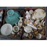 Two Boxes of Various Ceramics to comprise Basket Tazza, Minton Toilet Jug Etc