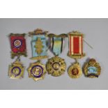 A Collection of Royal Order of Buffaloes Jewels etc to Include Three Silver Gilt and Enamel Examples
