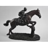 A Bronze Effect Resin Study of an American Steeplechaser taking Hurdle, 35cms Long