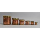 A Set of Five Indian Graduated Copper and Brass Measures, with Makers Inscription