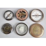 A Collection of Three Reproduction Circular Brass Cased Compasses