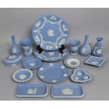 A Collection of Various Wedgwood Jasperware to comprise Plates, Dishes, Vases, Lidded Pot Etc (15