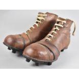 A Pair of Vintage Leather Rugby Boots