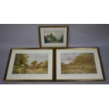 A Pair of Framed Gozzard Prints Together with a Watercolour of Thatched Mill, Signed J Morris 1870