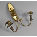 A Late 19th Century Brass Wall Mounting Two Branch Gas Light Fitting Now Converted to Electricity,