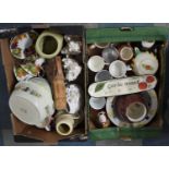 Two Boxes of Various Modern Ceramics to include Christmas Pudding Teapot, Bowls, Ornaments Etc