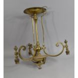 An Art Nouveau Brass Three Branch Ceiling Chandelier, 49cm high