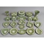 A Collection of Various Green and White Wedgwood Jasperware to include Lidded Vase, Lidded Pots,