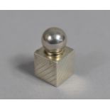 A Silver Miniature Perfume Bottle of Cube form with Globular Screw Top by Philip Kydd, Birmingham
