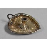 A Miniature Silver Bedchamber Stick, the Bowl of Heart Form with Repousse Decoration, Birmingham