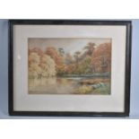 A Framed Watercolour Depicting Wooded Pond, Ken Wood by G C Francis, 33x23cm