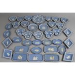 A Collection of Various Wedgwood Blue and White Dishes, 38 Pieces in Total