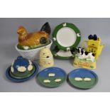 A Collection of Various Ceramics to include Large Egg Crock, Butter Dish, Teapot in the form of a