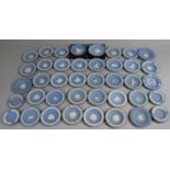 A Collection of Various Wedgwood Blue and White Wedgwood Jasperware Dishes, 46 Pieces in Total