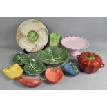 A Collection of Various Ceramics to include Portuguese Leaf Bowl and Two Smaller Examples, Celery