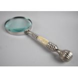 A Modern Desktop Magnifying Glass with Mother of Pearl Handle, 25cm Long