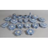 A Collection of Various Wedgwood Jasperware Lidded Boxes together with Lighters and a Bell, 19