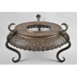 A Pierced and Etched Metal Indian Vase Stand with Three Cobra Supports for 16cm Diameter Vase