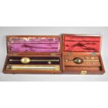 Two Late Victorian/Edwardian Mahogany Cased Hydrometer Sets by Buss, Hatton Garden, London and Aston
