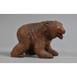 An Early 20th century Carved Wooden Black Forest Study of a Bear, 9cms Long