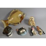A Collection of Various Glazed Animal and Bird Wall Plaques and String Dispensers to include