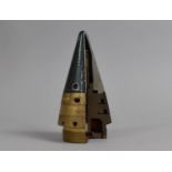 A Mid 20th Century Brass Shell Nose Cone, Cutaway to reveal Inner Workings, 13cms HIgh