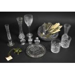 A Collection of Various Cut Glass to Comprise Vases, Tumblers, Bowl, Together with Various Silver