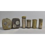 A Collection of Early 20th Century Pocket Coin Saving Banks and Two Pre Decimal Coin Holders both