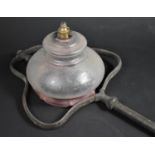 A Early 20th Century Opaque Cranberry Glass Pendant Shade with Metal Suspending Pole, Will Require