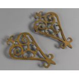 A Pair of Small Victorian Brass Pierced Flat Iron Stands, 16.5cm Long