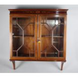 An Edwardian String Inlaid Mahogany Wall Hanging Astragal Glazed Display Cabinet, 66cms Wide