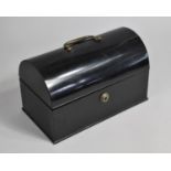 A Late Victorian Dome Topped Ebonised Box with Three Division Velvet Lined Interior, Brass