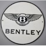 A Reproduction Cast Iron Circular Sign for Bentley, 25cms Diameter