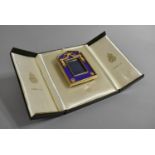 A Boxed Kitney and Co. Gilt Metal and Blue Guilloche Enamel Photo Frame, 7x9cm high