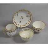 A c.1782-1800 Derby Wrythen Moulded Trio to Comprise Teabowl, Saucer and a Cup all Decorated with