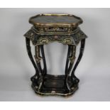 A Chinese Black Lacquer Occasional Tray Top Table on Extended Cabriole Supports with Base