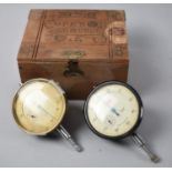 A Vintage Cope's Bond Of Union Advertising Box Containing Two Pressure Gauges by Mercer and Baty