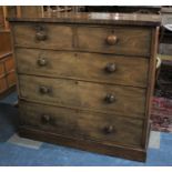 A Late 19th Century Mahogany Bedroom Chest of Two Short and Three Long Drawers, Turned Wooden