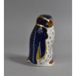 A Royal Crown Derby Paperweight, Rockhopper Penguin, Gold Button