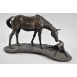 A Modern Bronze Effect Heredities Study of Mare and Foal, After Tom Mackie, 1981, 35cms Wide